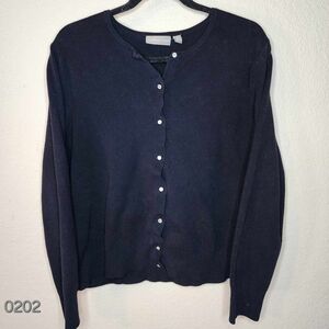 USED Croft & Barrow Women's Cardigan Sweater XL Black Buttons Cotton Modal